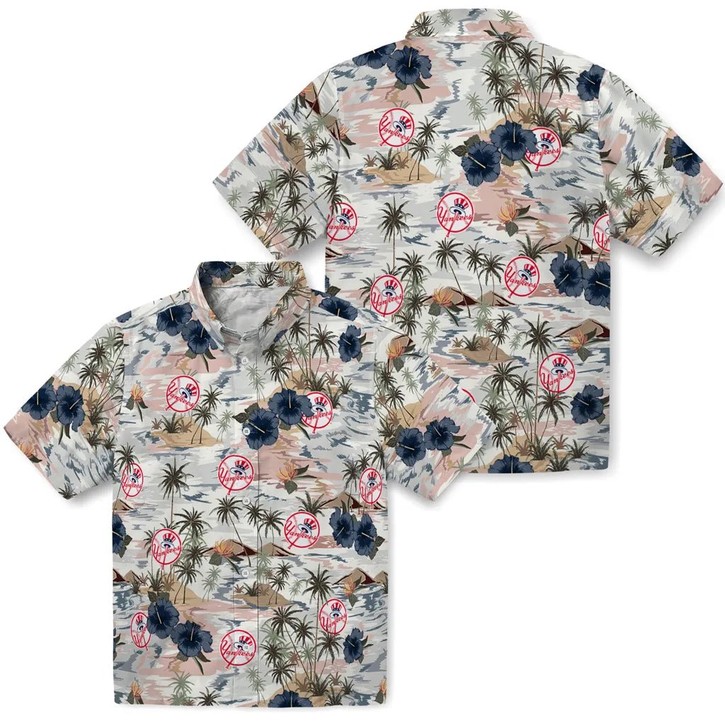 New York Yankees Hawaiian Shirt - Hibiscus Seaside | Moonbestprint
