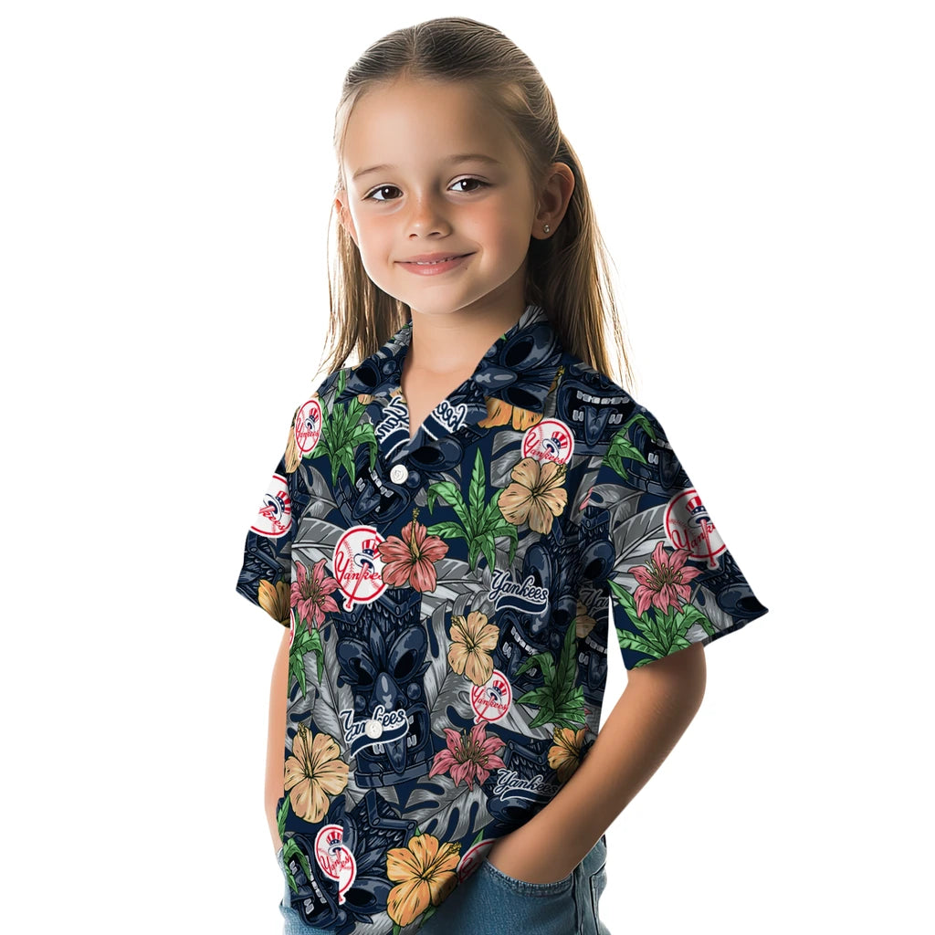 New York Yankees Hawaiian Shirt - Hibiscus Tiki Jungle | Moonbestprint