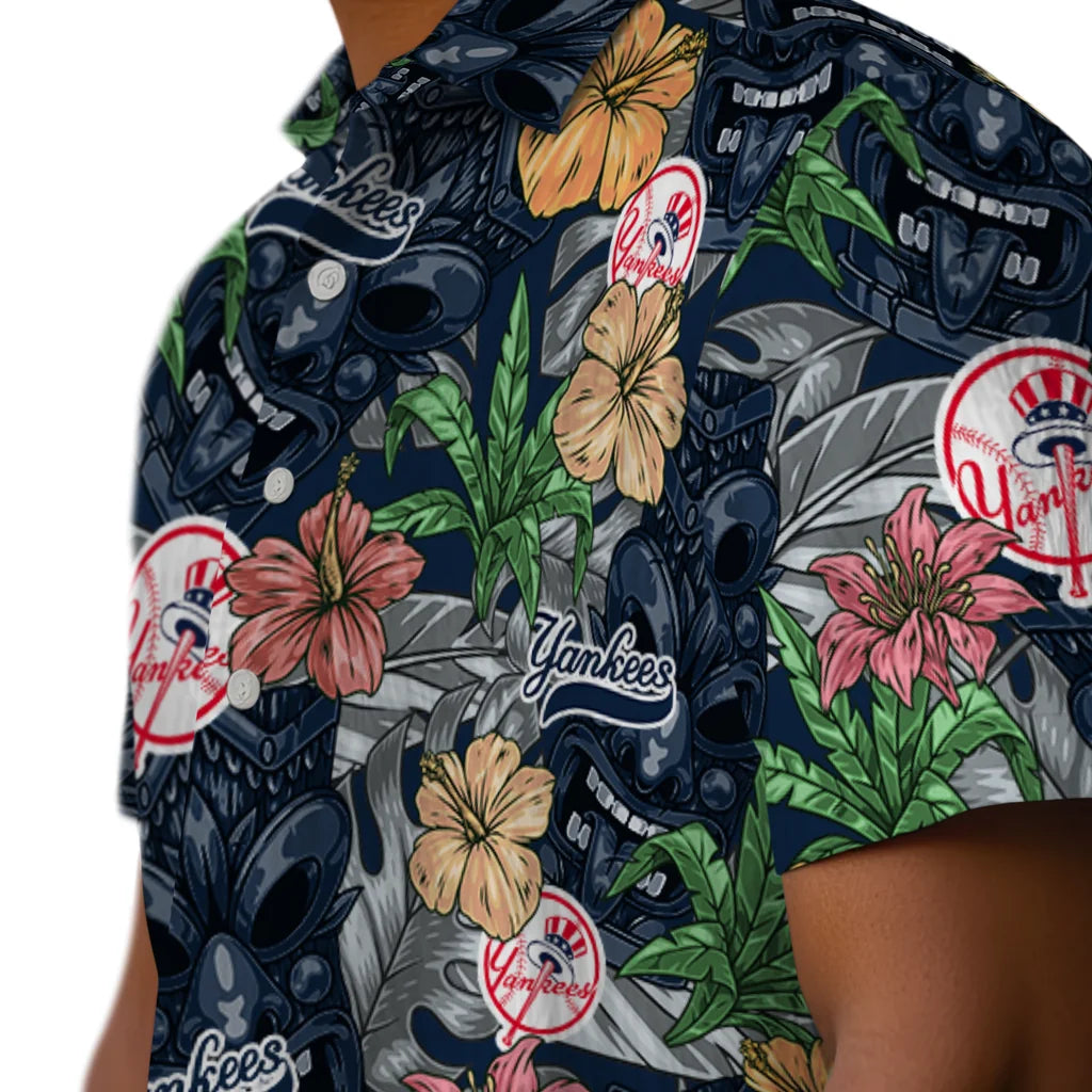 New York Yankees Hawaiian Shirt - Hibiscus Tiki Jungle | Moonbestprint