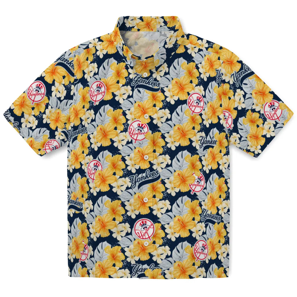 New York Yankees Hawaiian Shirt - Hibiscus Tropics | Moonbestprint