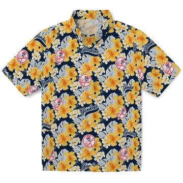 New York Yankees Hawaiian Shirt - Hibiscus Tropics | Moonbestprint
