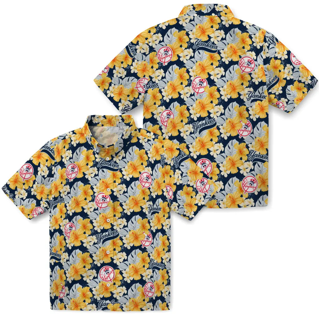 New York Yankees Hawaiian Shirt - Hibiscus Tropics | Moonbestprint