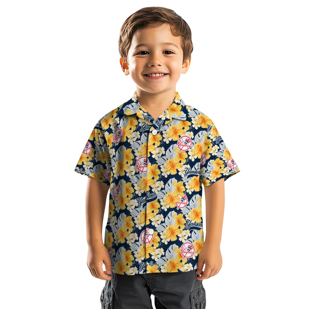 New York Yankees Hawaiian Shirt - Hibiscus Tropics | Moonbestprint