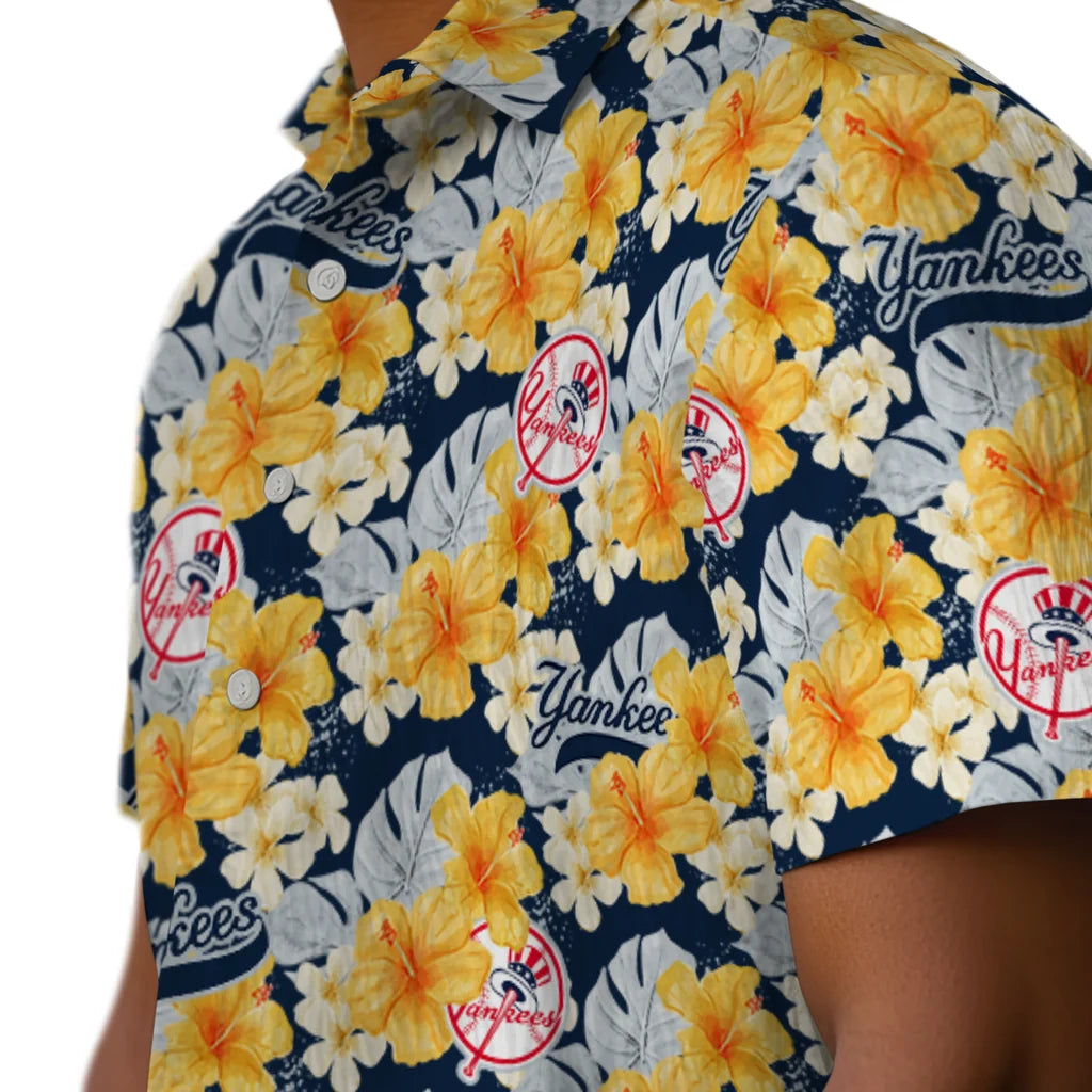 New York Yankees Hawaiian Shirt - Hibiscus Tropics | Moonbestprint