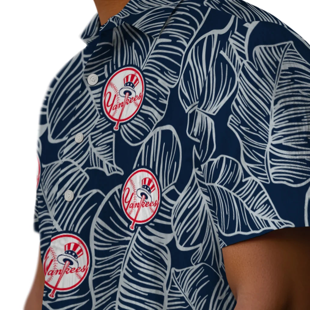 New York Yankees Hawaiian Shirt - Leaf Outline | Moonbestprint