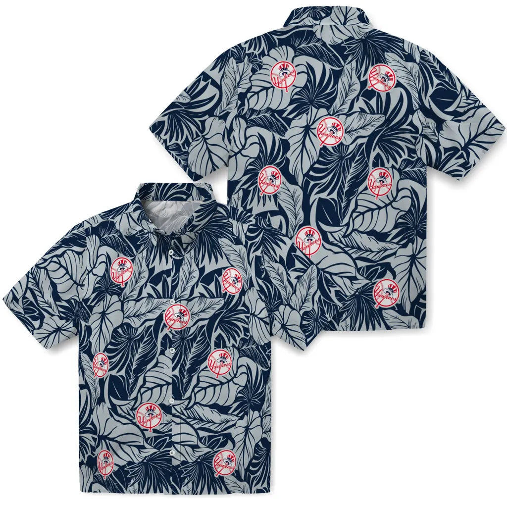 New York Yankees Hawaiian Shirt - Monstera Layer | Moonbestprint