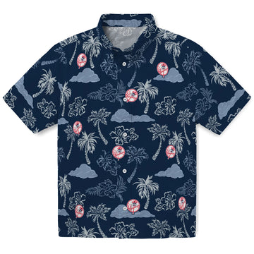 New York Yankees Hawaiian Shirt - Palm And Clouds | Moonbestprint