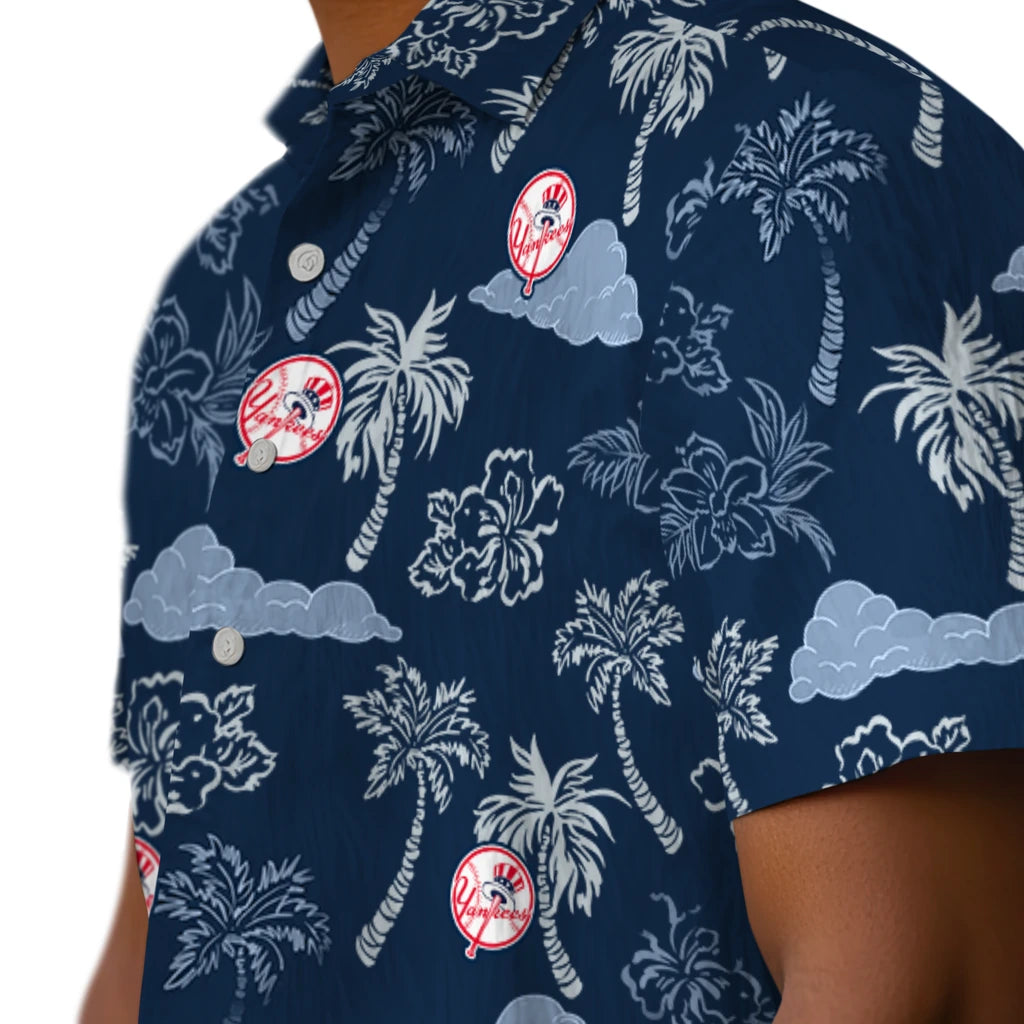 New York Yankees Hawaiian Shirt - Palm And Clouds | Moonbestprint