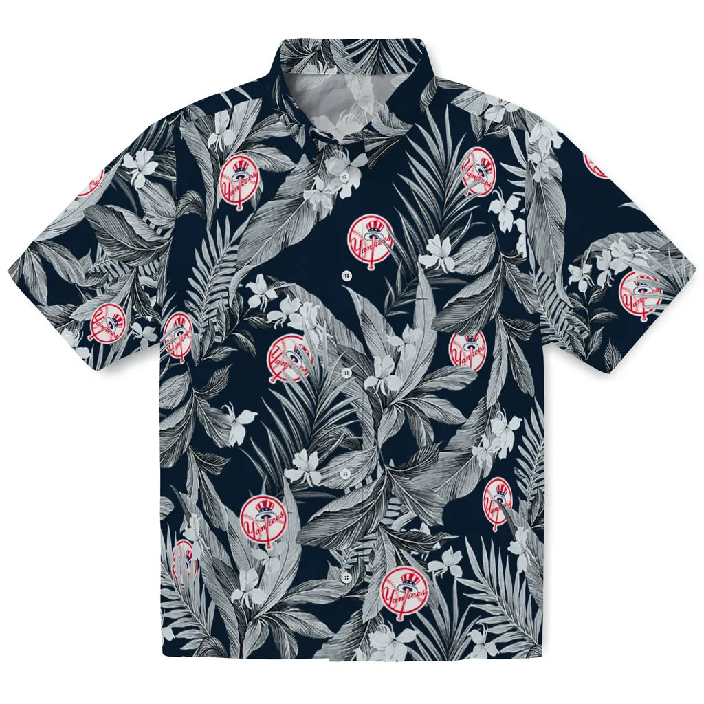 New York Yankees Hawaiian Shirt - Palm Leaves | Moonbestprint