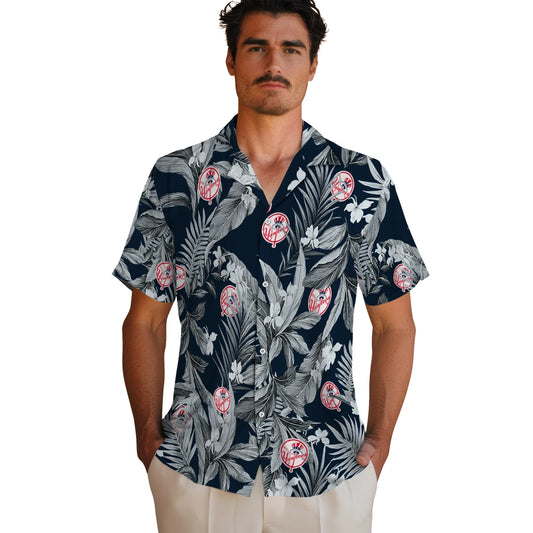 New York Yankees Hawaiian Shirt - Palm Leaves | Moonbestprint