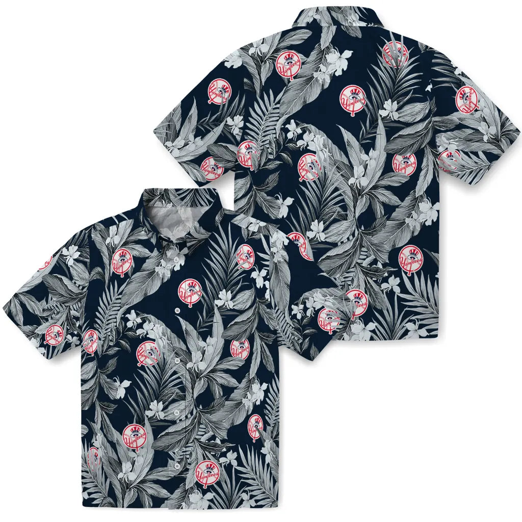 New York Yankees Hawaiian Shirt - Palm Leaves | Moonbestprint
