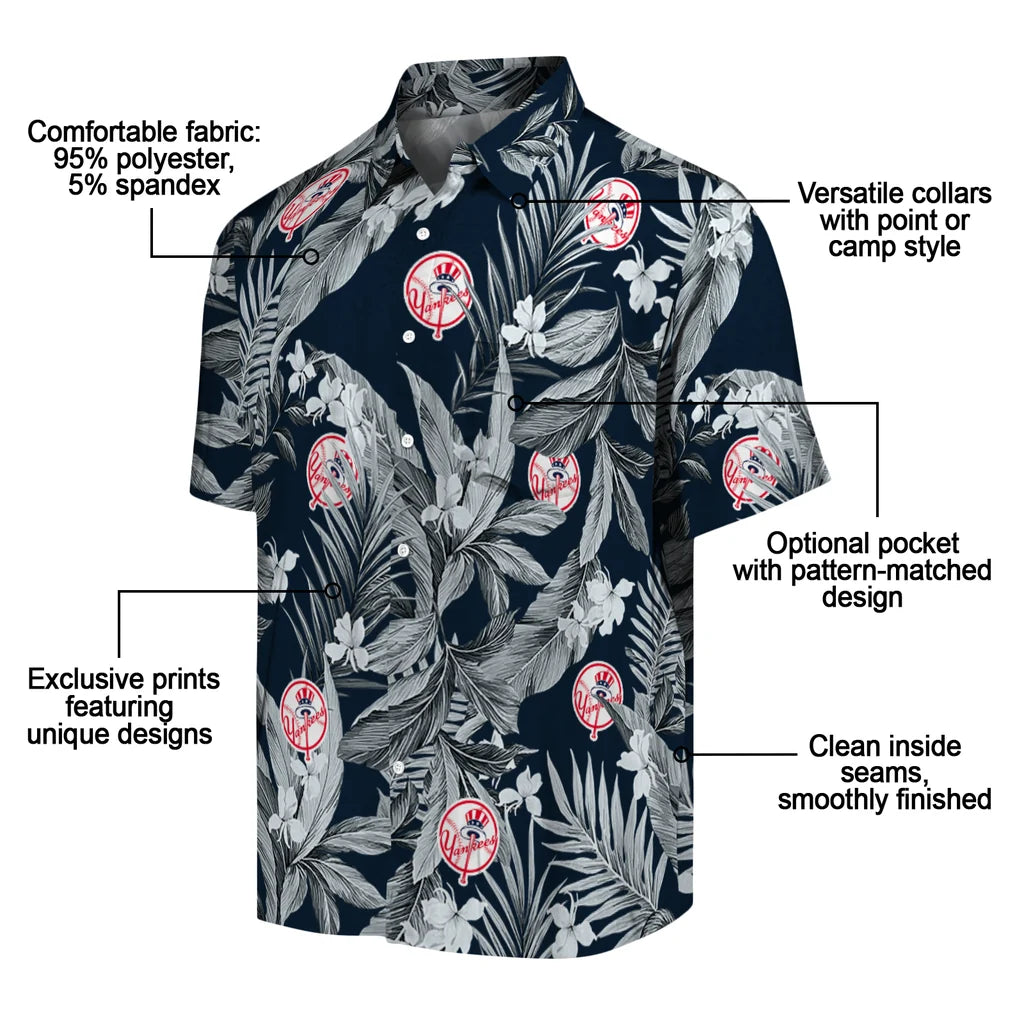 New York Yankees Hawaiian Shirt - Palm Leaves | Moonbestprint
