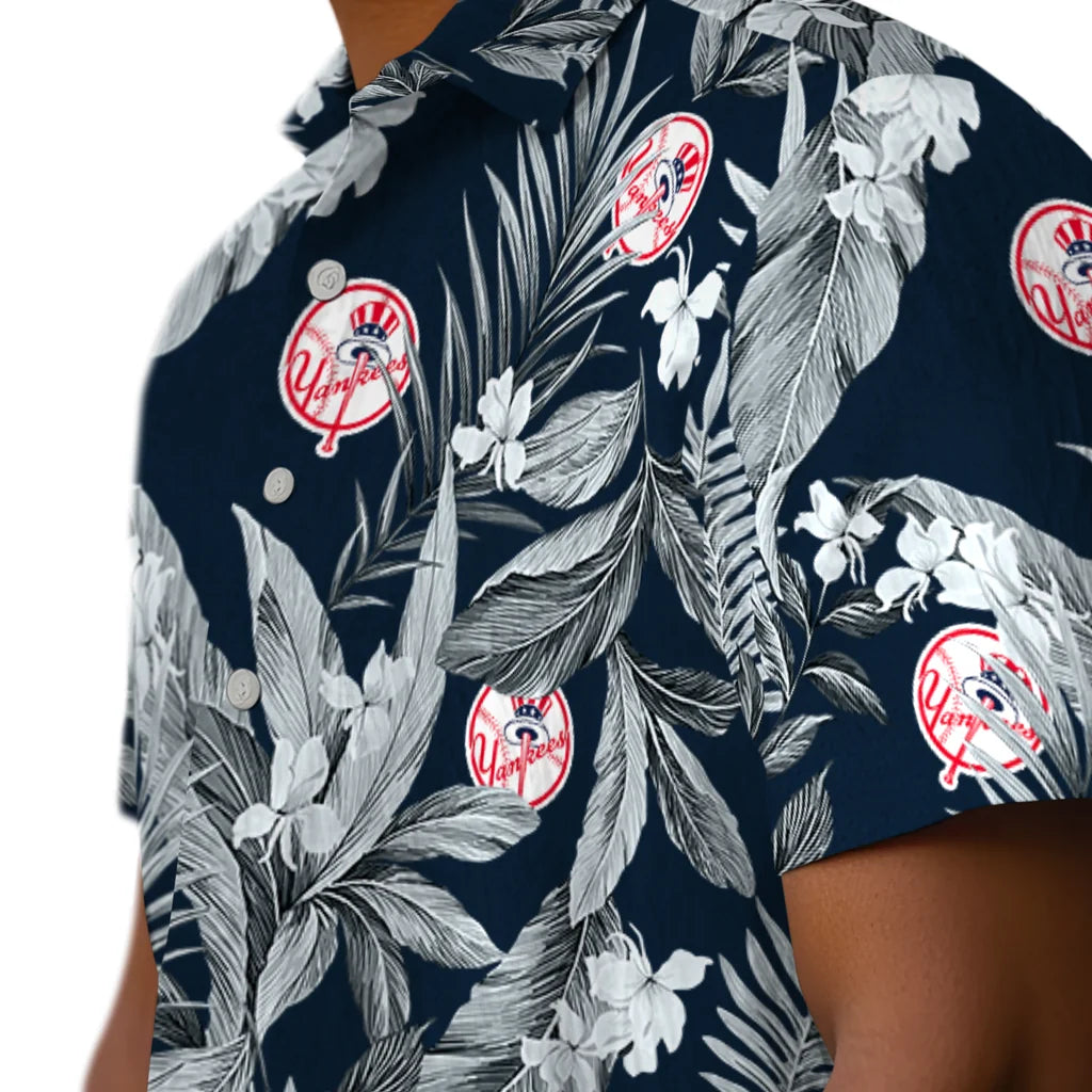New York Yankees Hawaiian Shirt - Palm Leaves | Moonbestprint