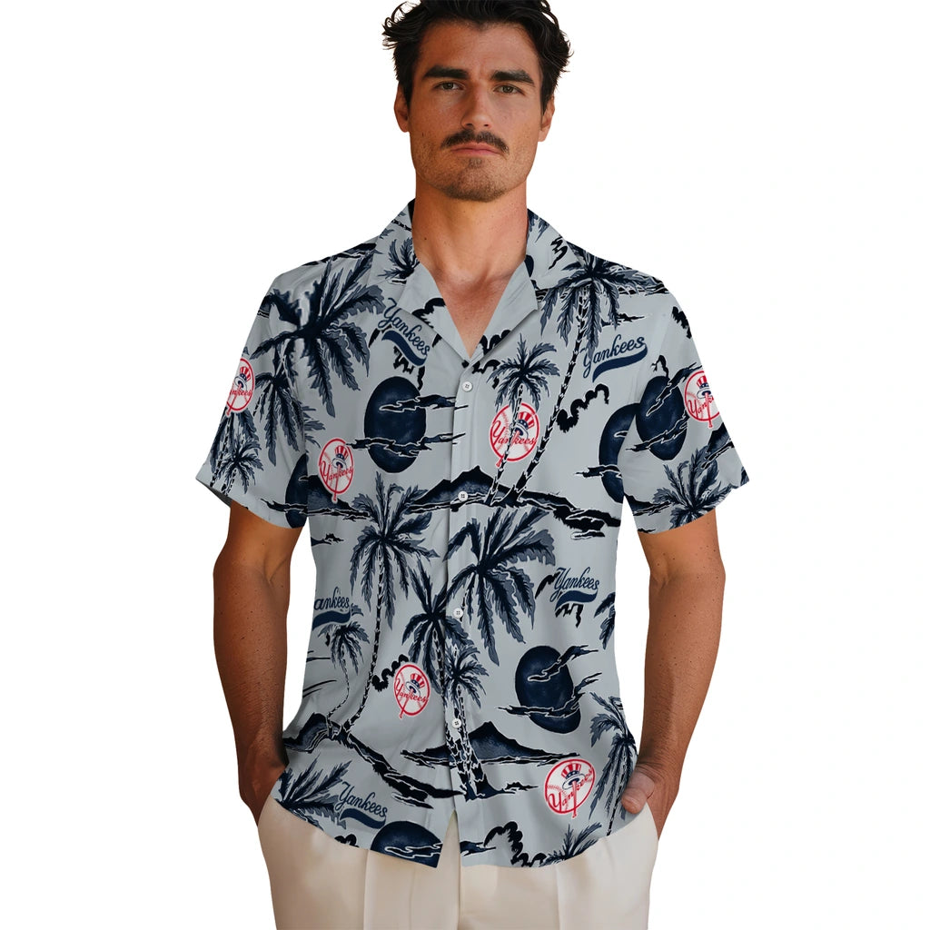 New York Yankees Hawaiian Shirt - Palm Sunset | Moonbestprint