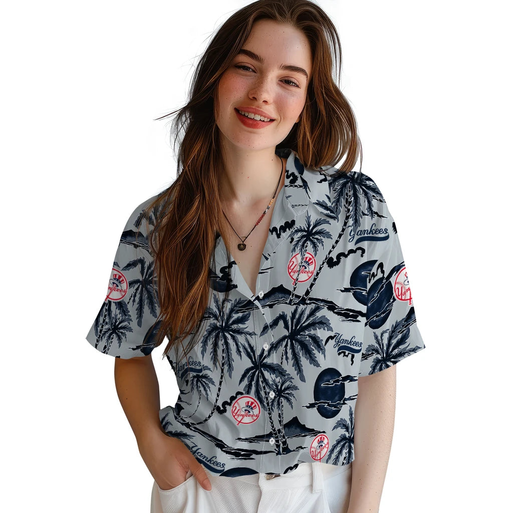 New York Yankees Hawaiian Shirt - Palm Sunset | Moonbestprint