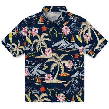 New York Yankees Hawaiian Shirt - Palm Tree Island | Moonbestprint
