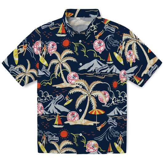 New York Yankees Hawaiian Shirt - Palm Tree Island | Moonbestprint