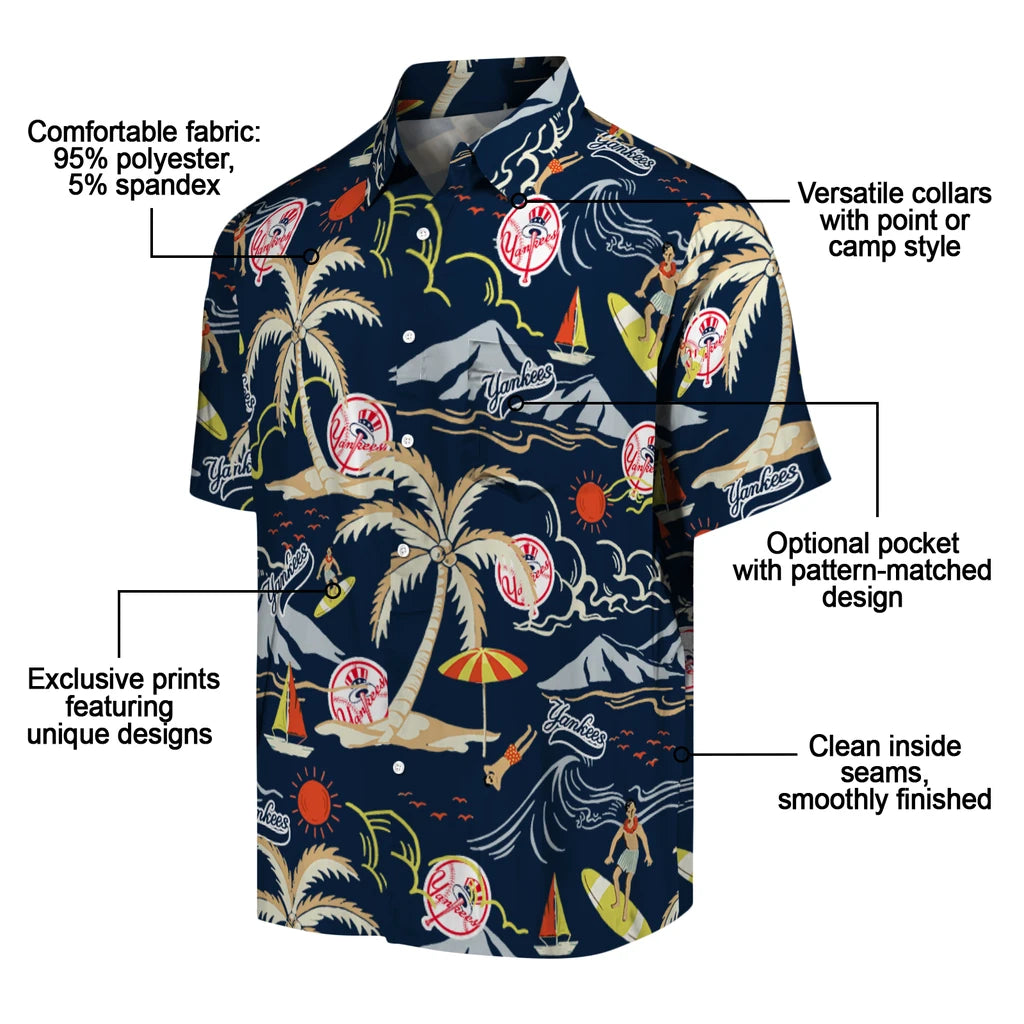 New York Yankees Hawaiian Shirt - Palm Tree Island | Moonbestprint