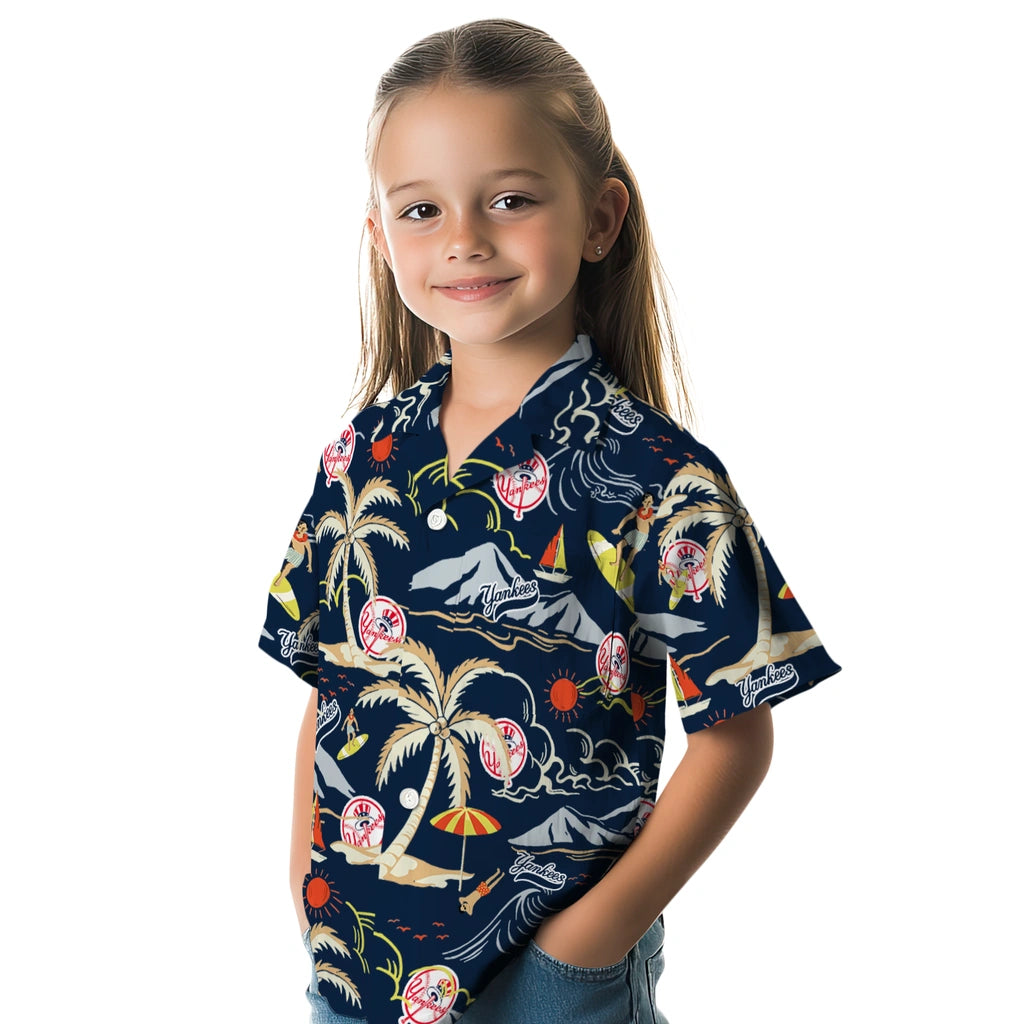 New York Yankees Hawaiian Shirt - Palm Tree Island | Moonbestprint