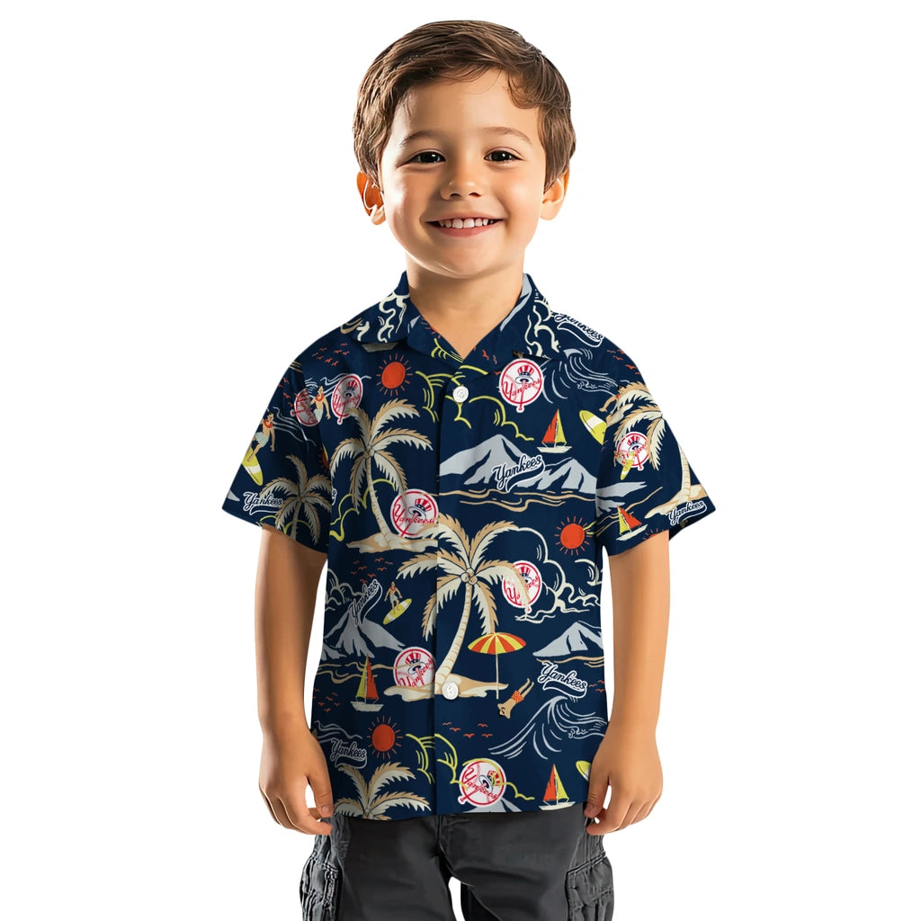 New York Yankees Hawaiian Shirt - Palm Tree Island | Moonbestprint