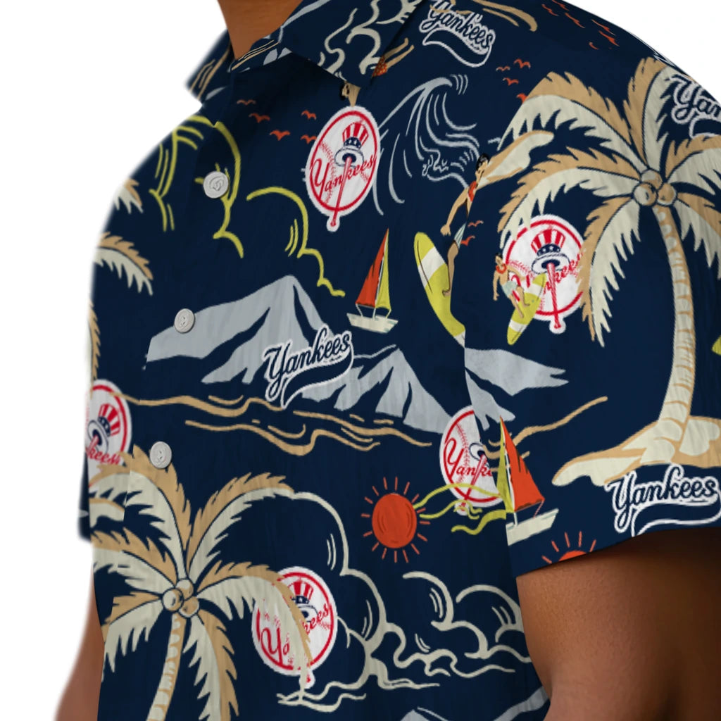 New York Yankees Hawaiian Shirt - Palm Tree Island | Moonbestprint