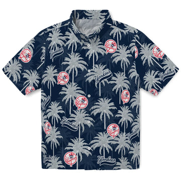 New York Yankees Hawaiian Shirt - Palm Tree Motif | Moonbestprint