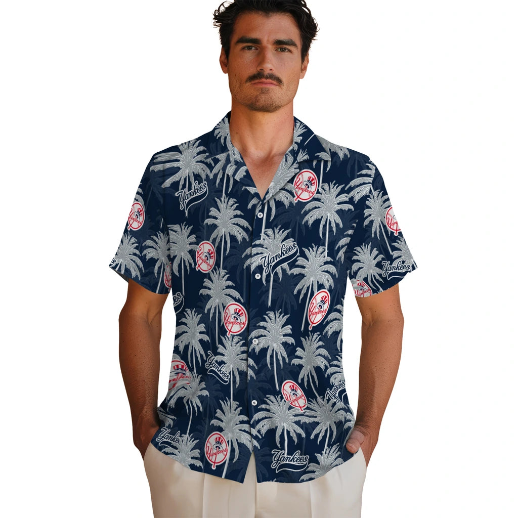 New York Yankees Hawaiian Shirt - Palm Tree Motif | Moonbestprint