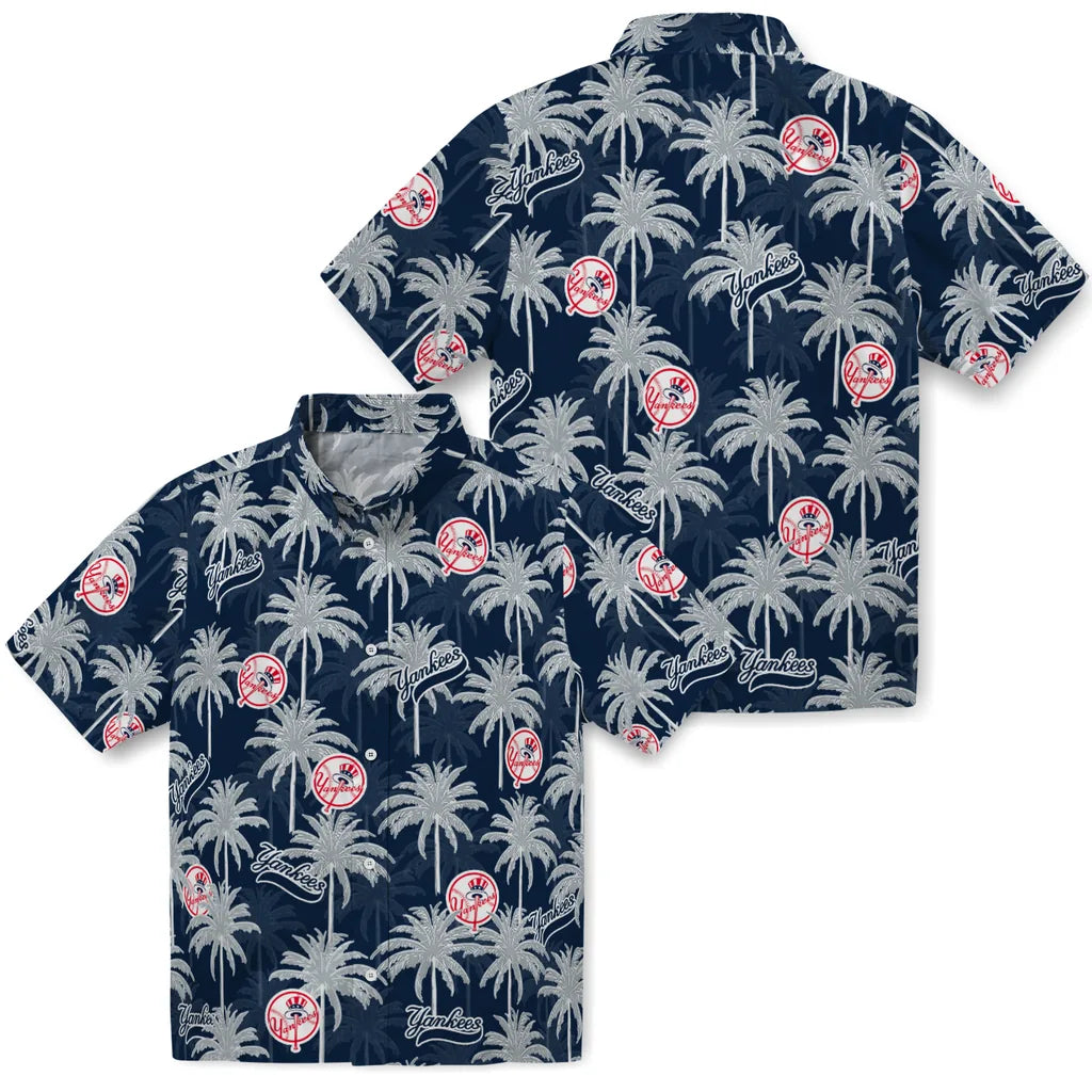 New York Yankees Hawaiian Shirt - Palm Tree Motif | Moonbestprint