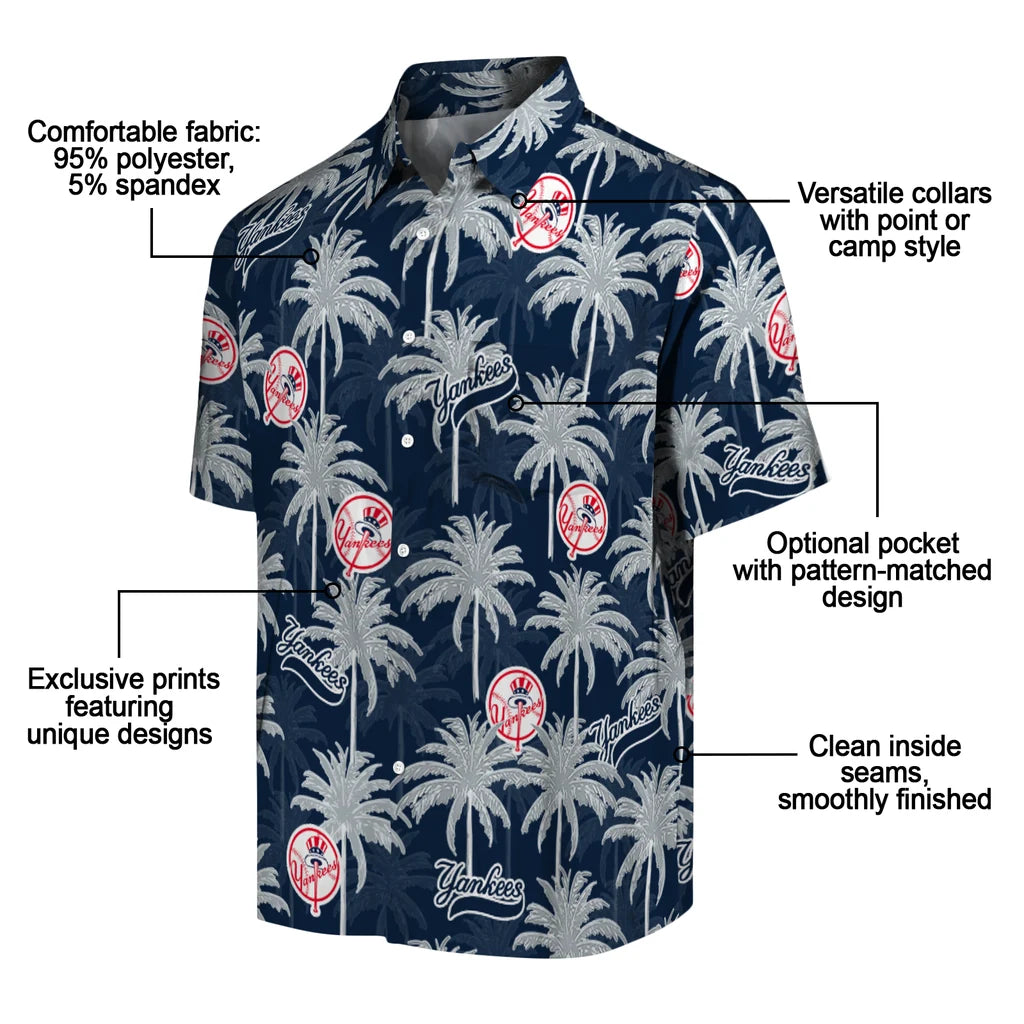 New York Yankees Hawaiian Shirt - Palm Tree Motif | Moonbestprint