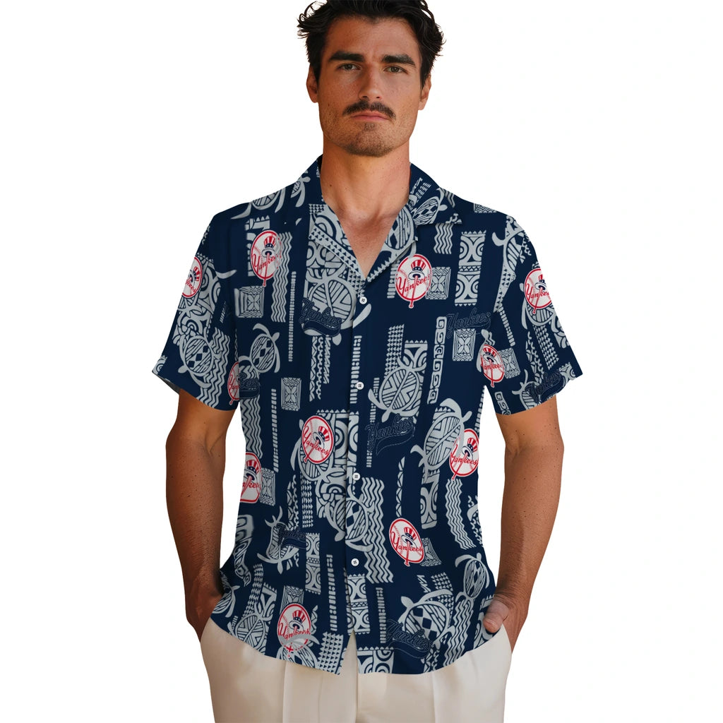 New York Yankees Hawaiian Shirt - Turtle Lines | Moonbestprint