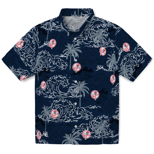 New York Yankees Hawaiian Shirt - Wave Palm | Moonbestprint