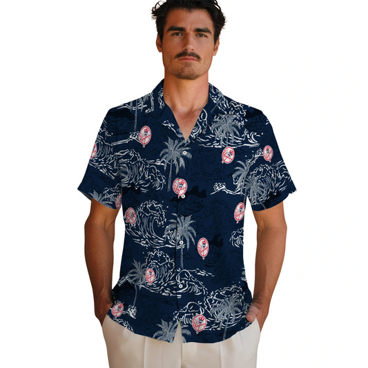 New York Yankees Hawaiian Shirt - Wave Palm | Moonbestprint