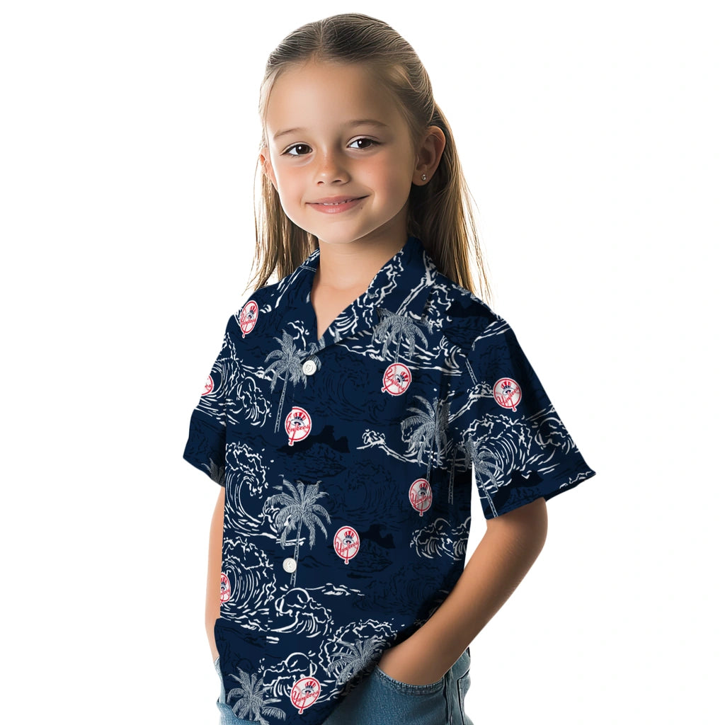 New York Yankees Hawaiian Shirt - Wave Palm | Moonbestprint