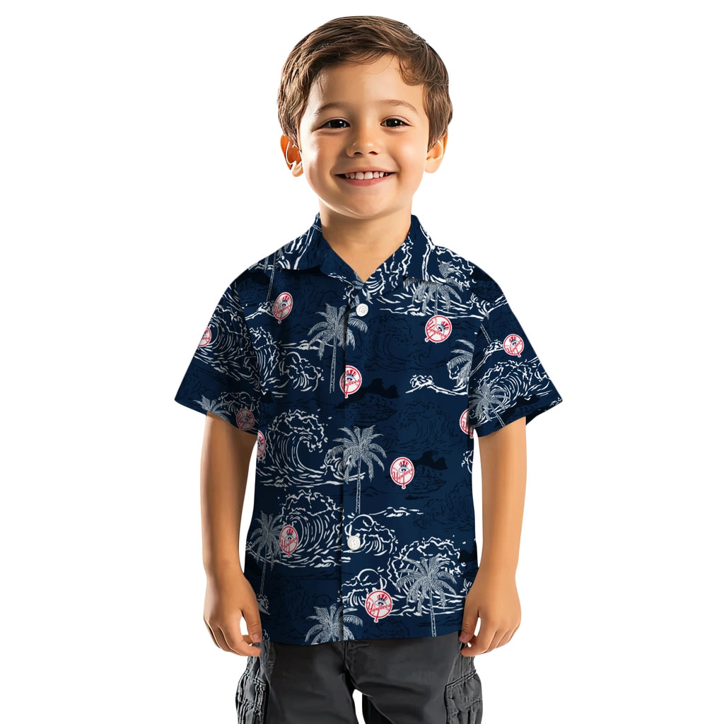 New York Yankees Hawaiian Shirt - Wave Palm | Moonbestprint
