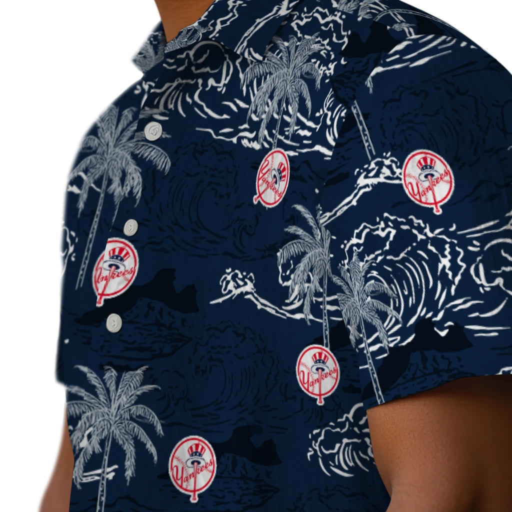 New York Yankees Hawaiian Shirt - Wave Palm | Moonbestprint