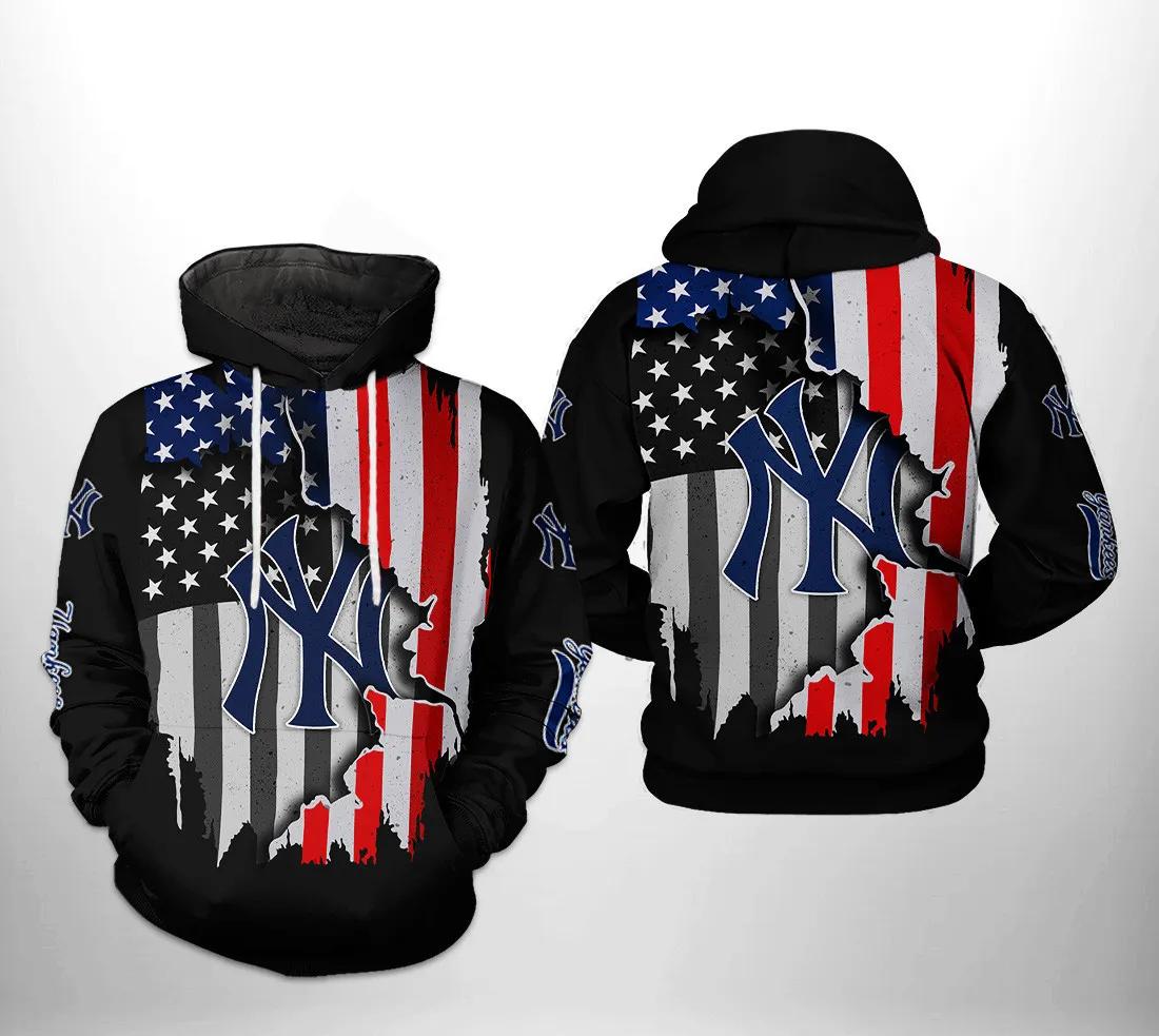 New York Yankees MLB US Flag 3D MLB All Over Print Hoodie -Moonbestprint