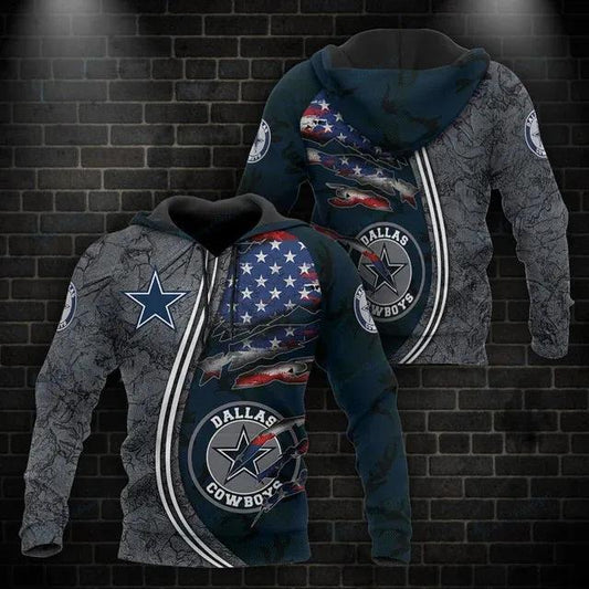 NFL Dallas Cowboys American Flag NFL 3D All Over Print Hoodie -Moonbestprint
