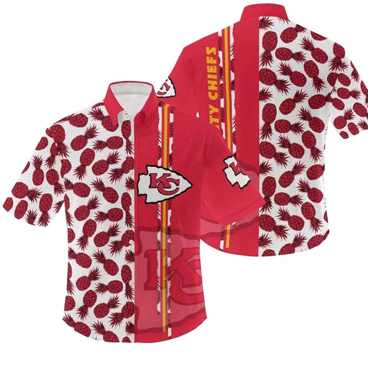 Kansas City Chiefs Pineapple Graphic Hawaiian Shirt Unisex Aloha Tee - Moonbestprint