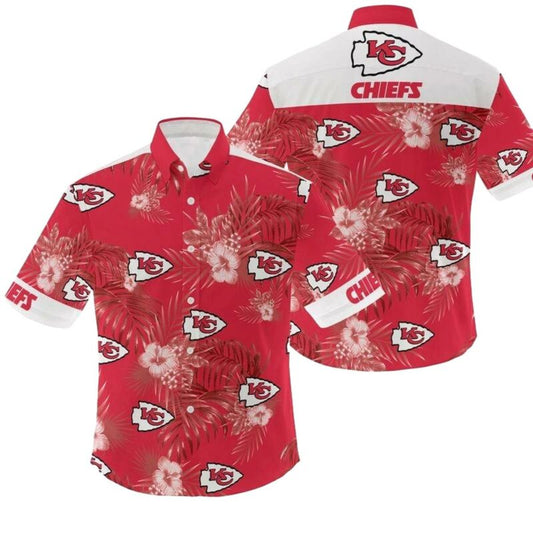 Kansas City Chiefs Red Tropical Hawaiian Shirt Unisex Graphic Tee - Moonbestprint