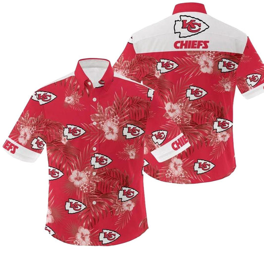 Kansas City Chiefs Red Tropical Hawaiian Shirt Unisex Graphic Tee - Moonbestprint