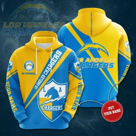 NFL Los Angeles Football Team Chargerss Custom Name NFL 3D All Over Print Hoodie -Moonbestprint