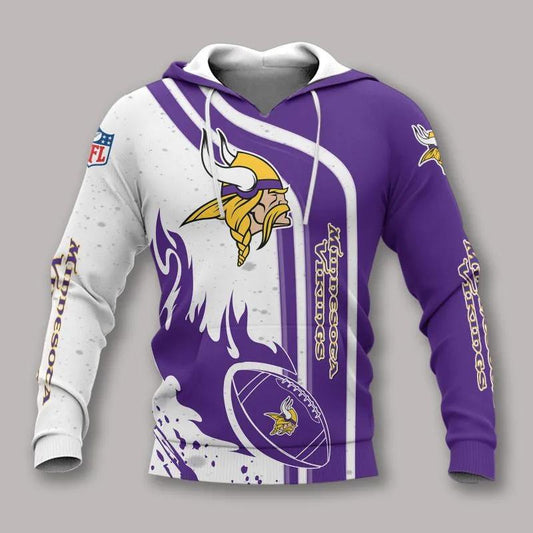 NFL Minnesota Vikings Fire Ball NFL 3D All Over Print Hoodie -Moonbestprint