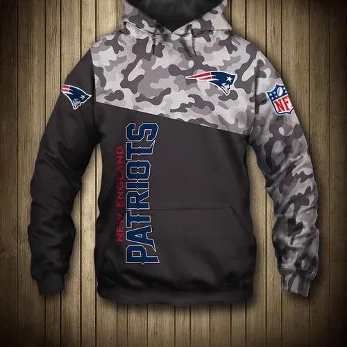 NFL New England Patriots Camo NFL 3D All Over Print Hoodie -Moonbestprint