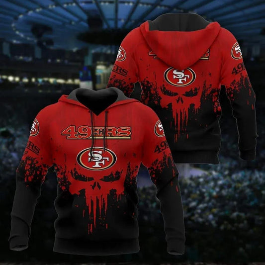 NFL San Francisco 49ers Punisher Skull NFL 3D All Over Print Hoodie -Moonbestprint