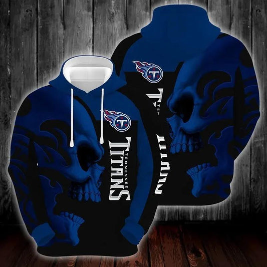 NFL Tennessee Titans Skull NFL 3D All Over Print Hoodie -Moonbestprint