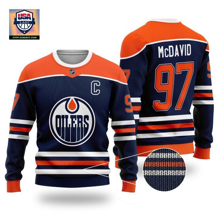 Nhl Edmonton Oilers Mcdavid 97 Navy Wool Sweater ? Usalast