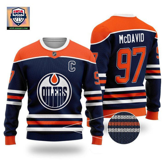 Nhl Edmonton Oilers Mcdavid 97 Navy Wool Sweater ? Usalast