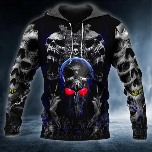 Night Ghost Skull 3D All Over Print Hoodie -Moonbestprint