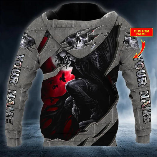 Night Stalker Skull Custom 3D All Over Print Hoodie -Moonbestprint