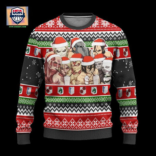 Nine Titans Attack on Titan Anime Ugly Christmas Sweater Xmas Gift ? Usalast